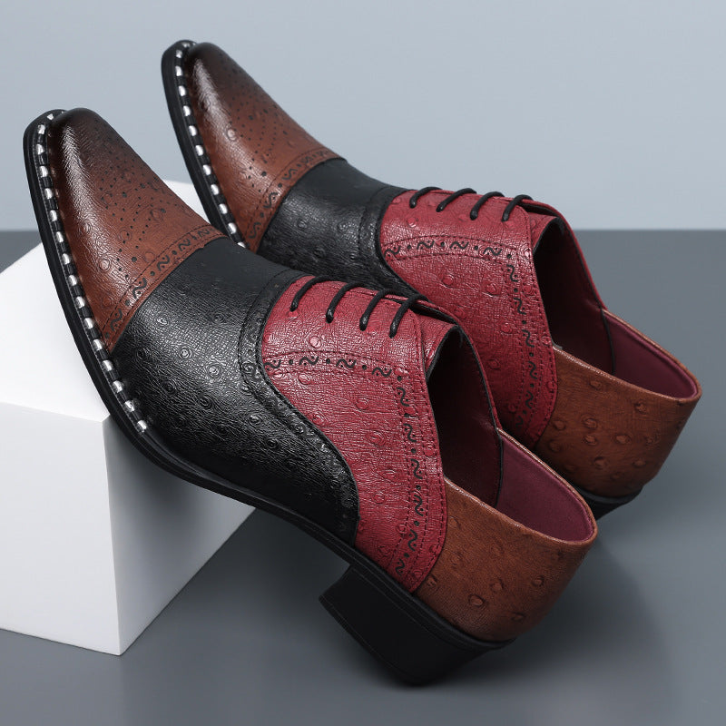 Brant Ostrich-Print Leather Dress Shoes