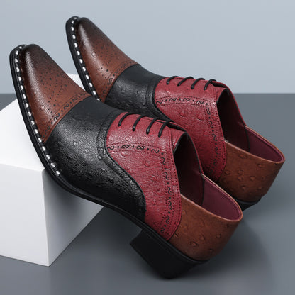 Brant Ostrich-Print Leather Dress Shoes