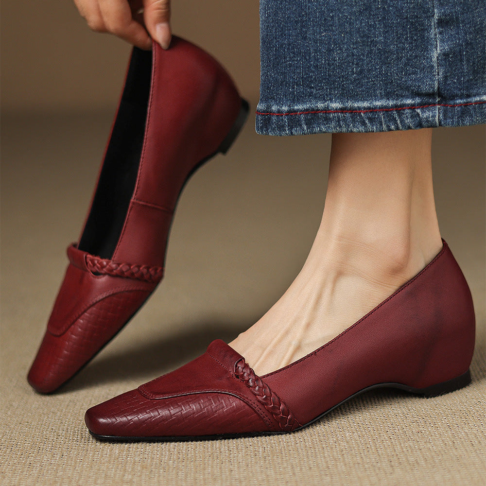 Alira Genuine Leather Wedge Pumps