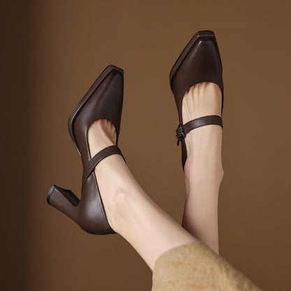 Eda Genuine Leather Heels