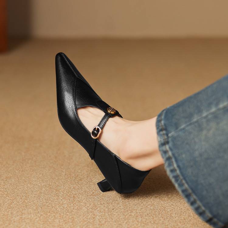 Olia Genuine Leather Kitten Heels