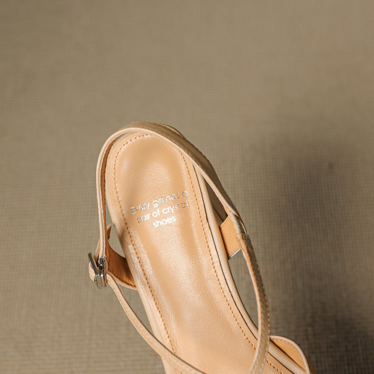 Norea Genuine Leather Cross Strap Heels