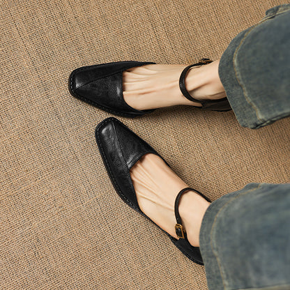 Elra Genuine Leather Mary Jane Heels