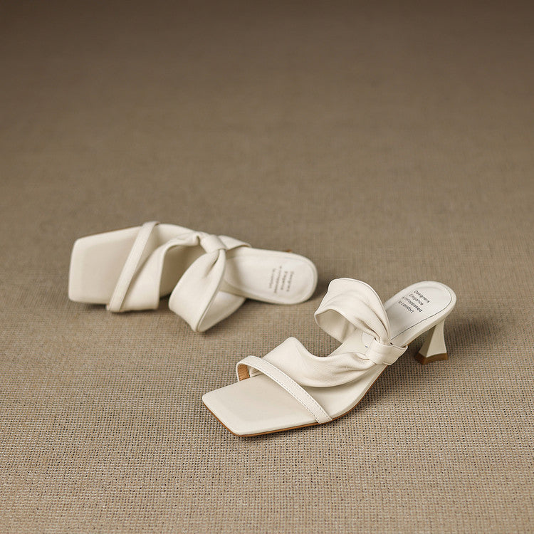 Zelen Genuine Leather Crossover Strap Sandals