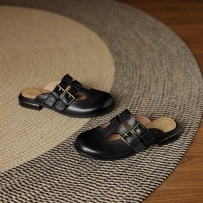 Adria Genuine Leather Mules