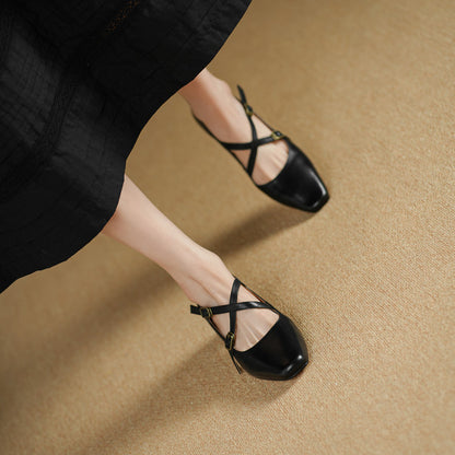 Kesia Genuine Leather Crisscross Strap Heels