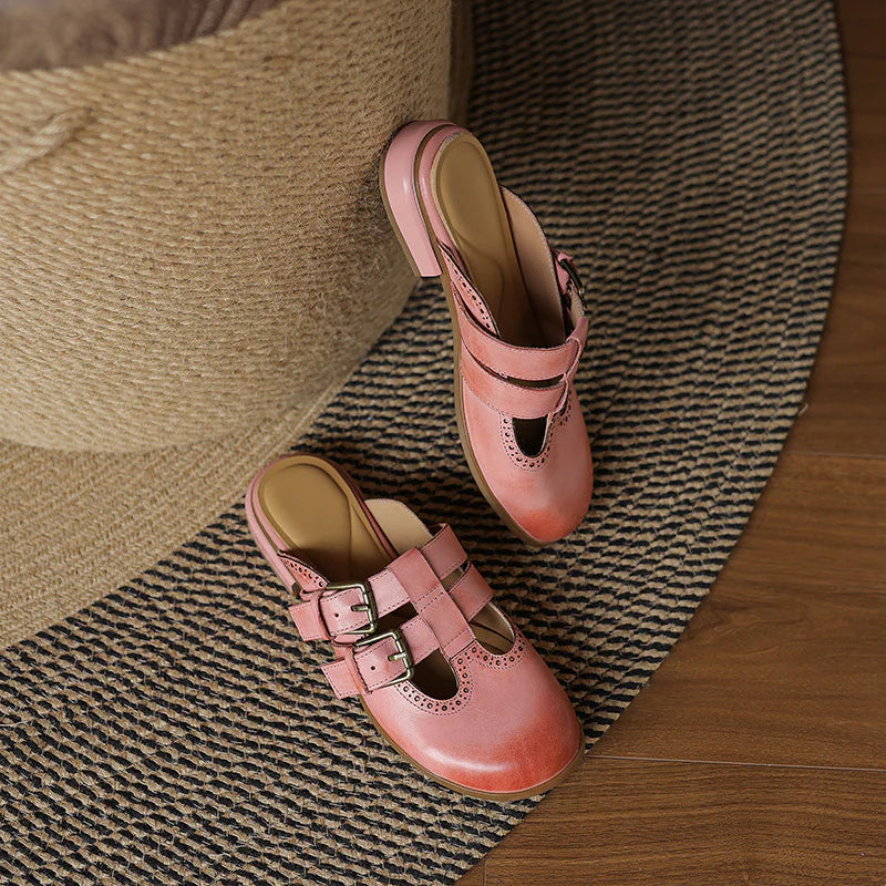 Adria Genuine Leather Mules