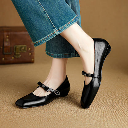Neris Genuine Leather Mary Jane Flats