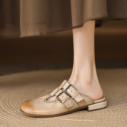 Adria Genuine Leather Mules