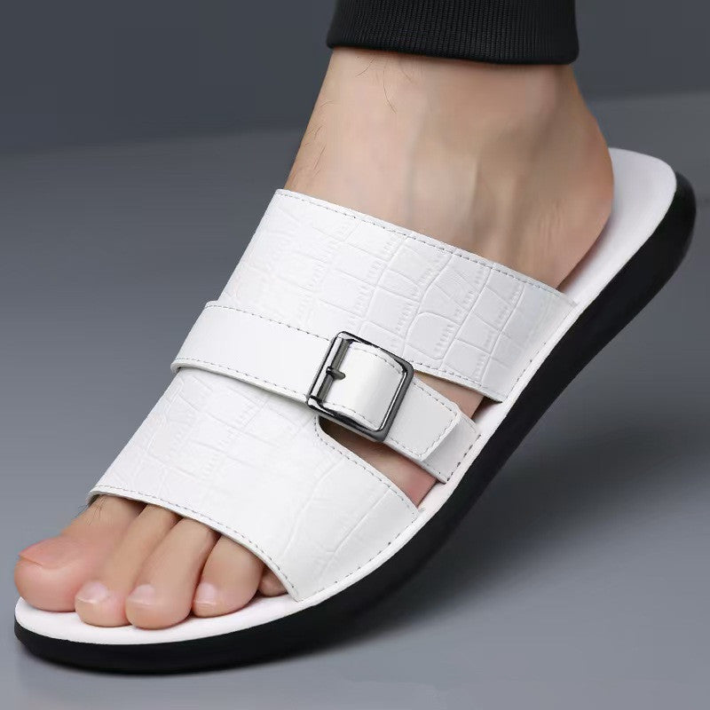 Daric Crocodile Pattern Leather Sandals
