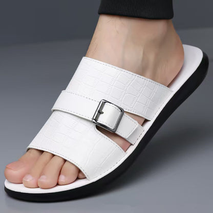 Daric Crocodile Pattern Leather Sandals