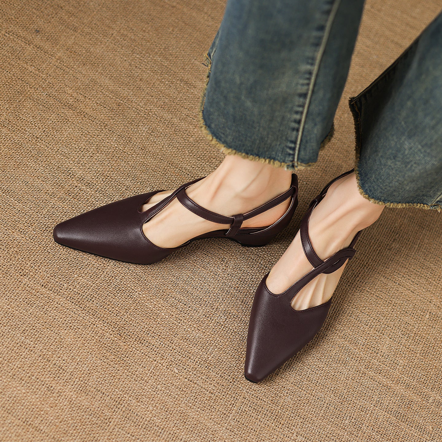 Falia Genuine Leather T-strap Heels