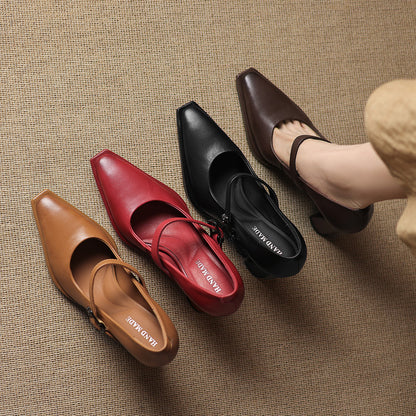 Eda Genuine Leather Heels