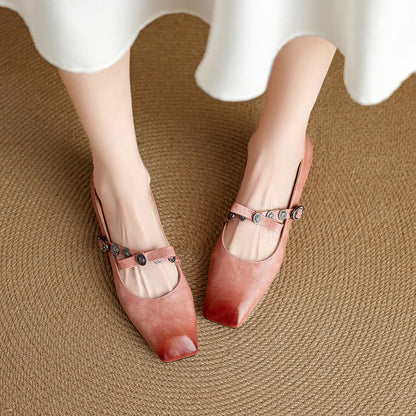 Neris Genuine Leather Mary Jane Flats