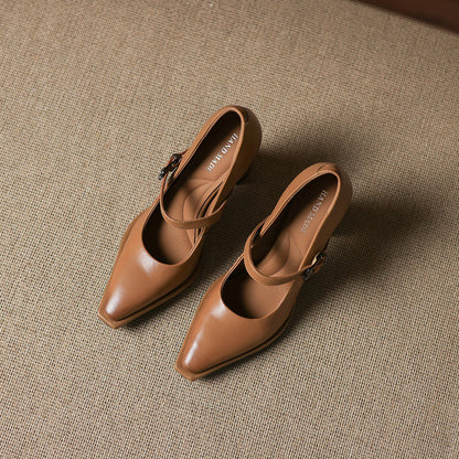 Eda Genuine Leather Heels