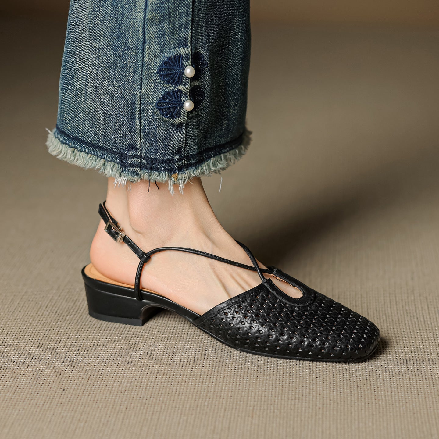 Opal Genuine Leather Slingbacks