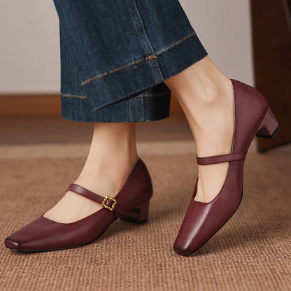 Elif Genuine Leather Heels