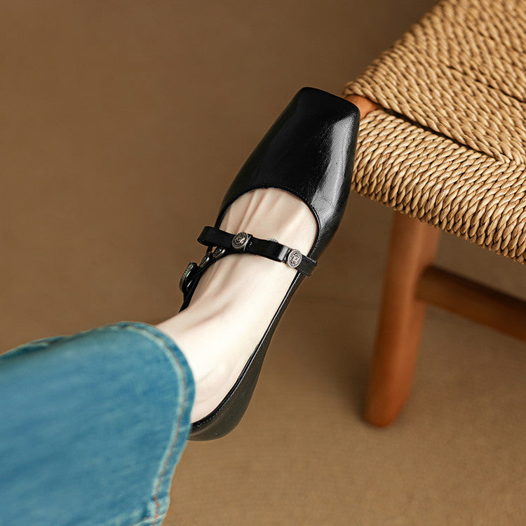 Neris Genuine Leather Mary Jane Flats