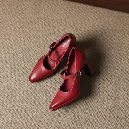 Eda Genuine Leather Heels