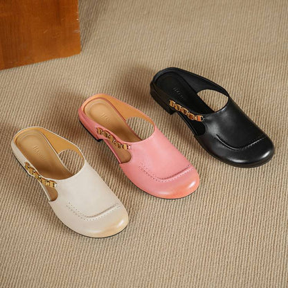 Orli Side Cut-Out Genuine Leather Mules