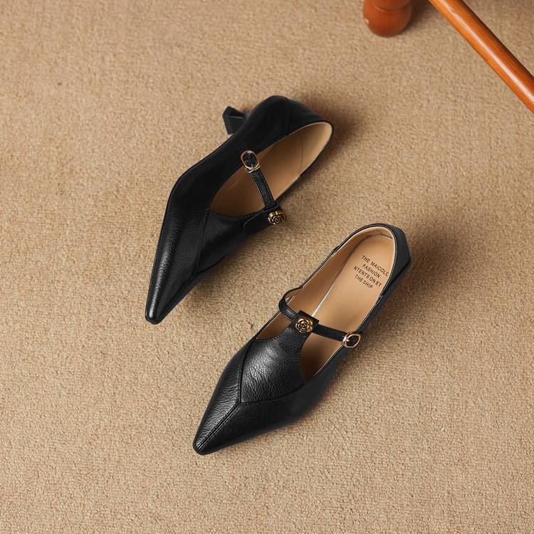 Olia Genuine Leather Kitten Heels