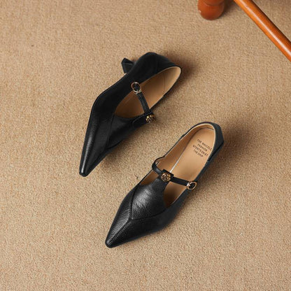 Olia Genuine Leather Kitten Heels