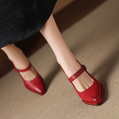 Eda Genuine Leather Heels