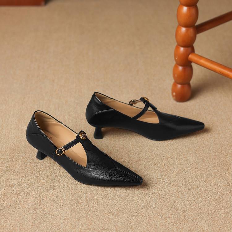 Olia Genuine Leather Kitten Heels