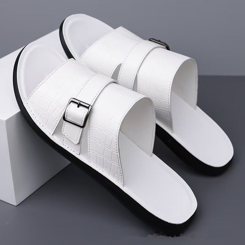 Daric Crocodile Pattern Leather Sandals