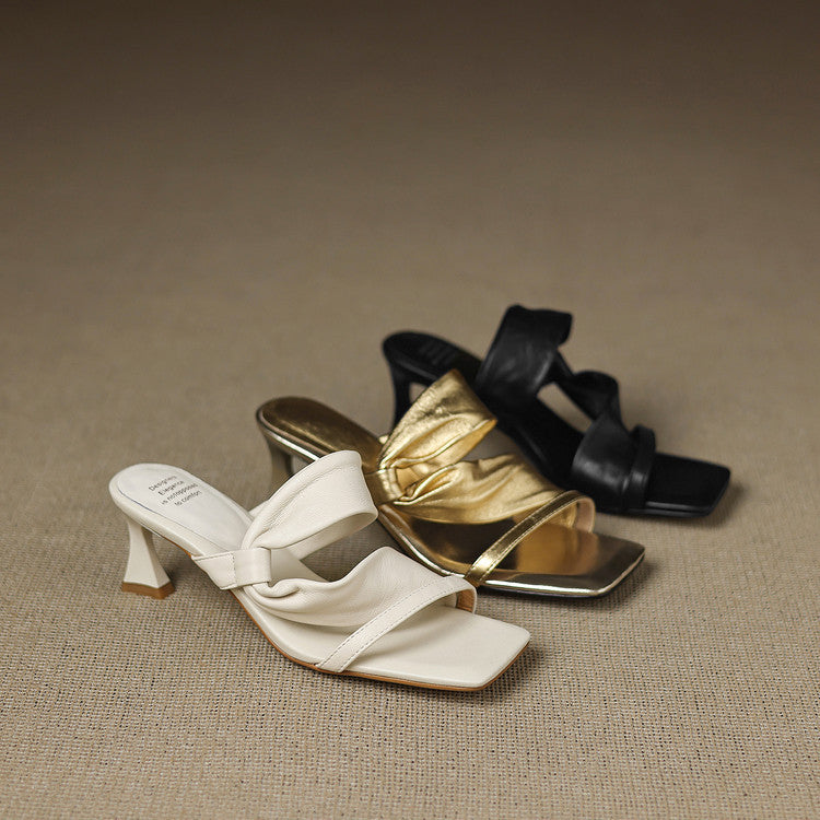 Zelen Genuine Leather Crossover Strap Sandals