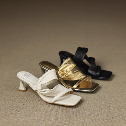 Zelen Genuine Leather Crossover Strap Sandals