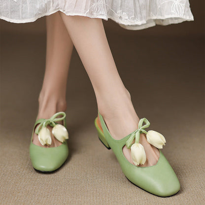 Tulip Genuine Leather Slingbacks