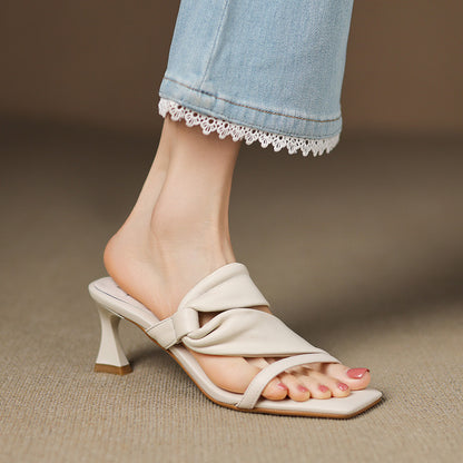 Zelen Genuine Leather Crossover Strap Sandals