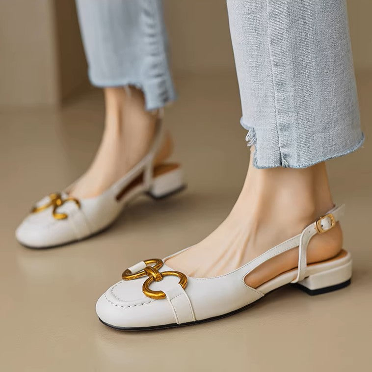 Brylo Genuine Leather Slingbacks
