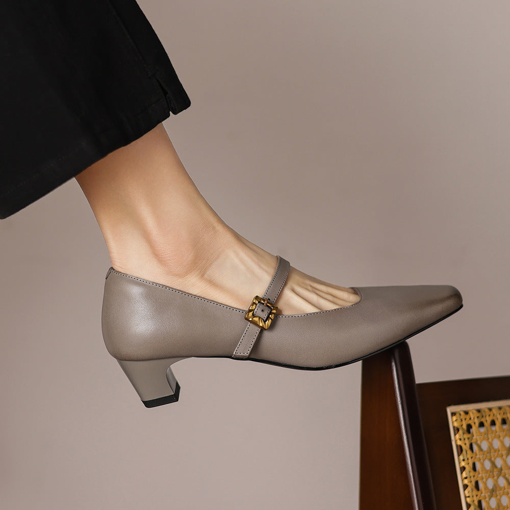 Elif Genuine Leather Heels