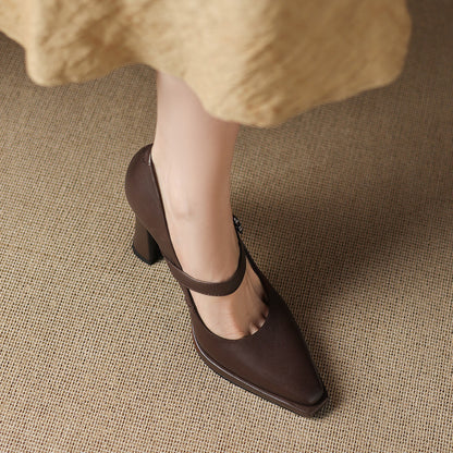 Eda Genuine Leather Heels