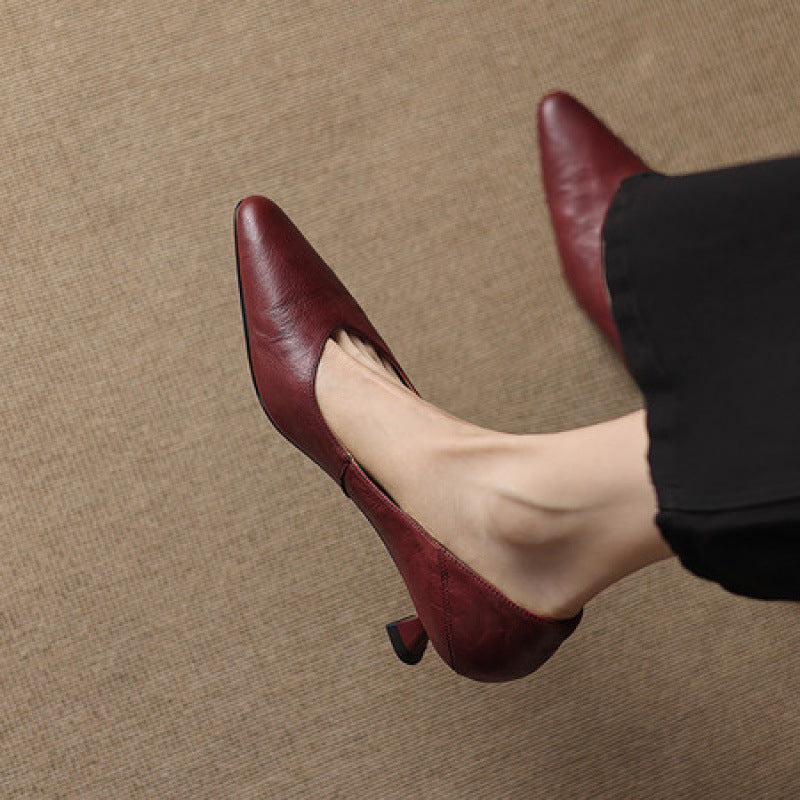Zelia Genuine Leather Heels