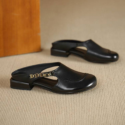 Orli Side Cut-Out Genuine Leather Mules