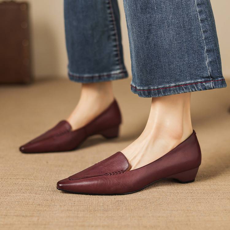 Lena Genuine Leather Pointed-Toe Pumps