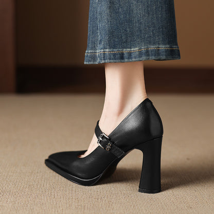 Eda Genuine Leather Heels