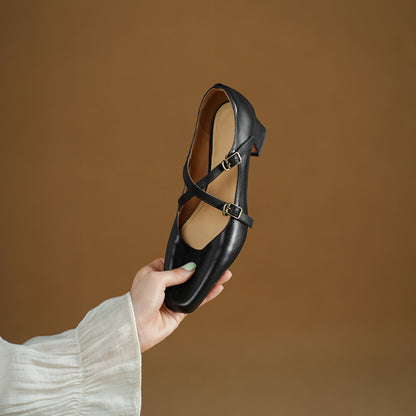 Kesia Genuine Leather Crisscross Strap Heels
