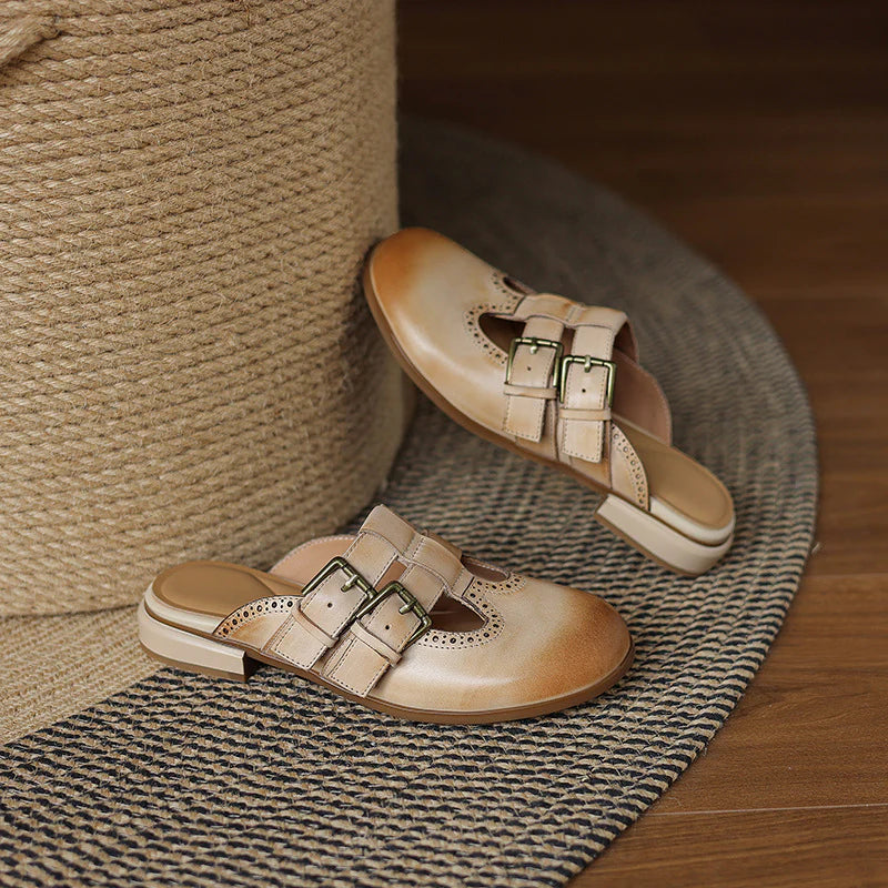 Adria Genuine Leather Mules