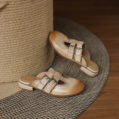 Adria Genuine Leather Mules