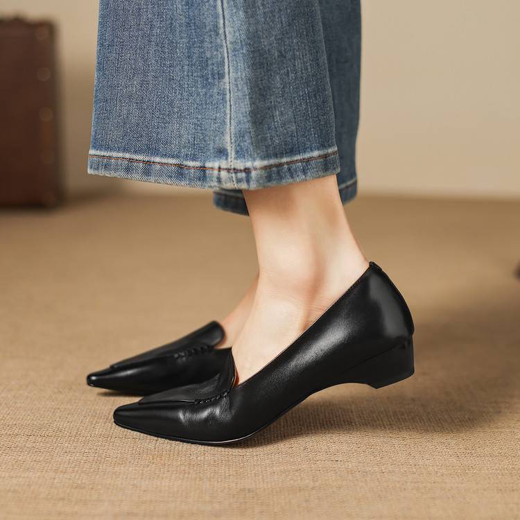 Lena Genuine Leather Pointed-Toe Pumps