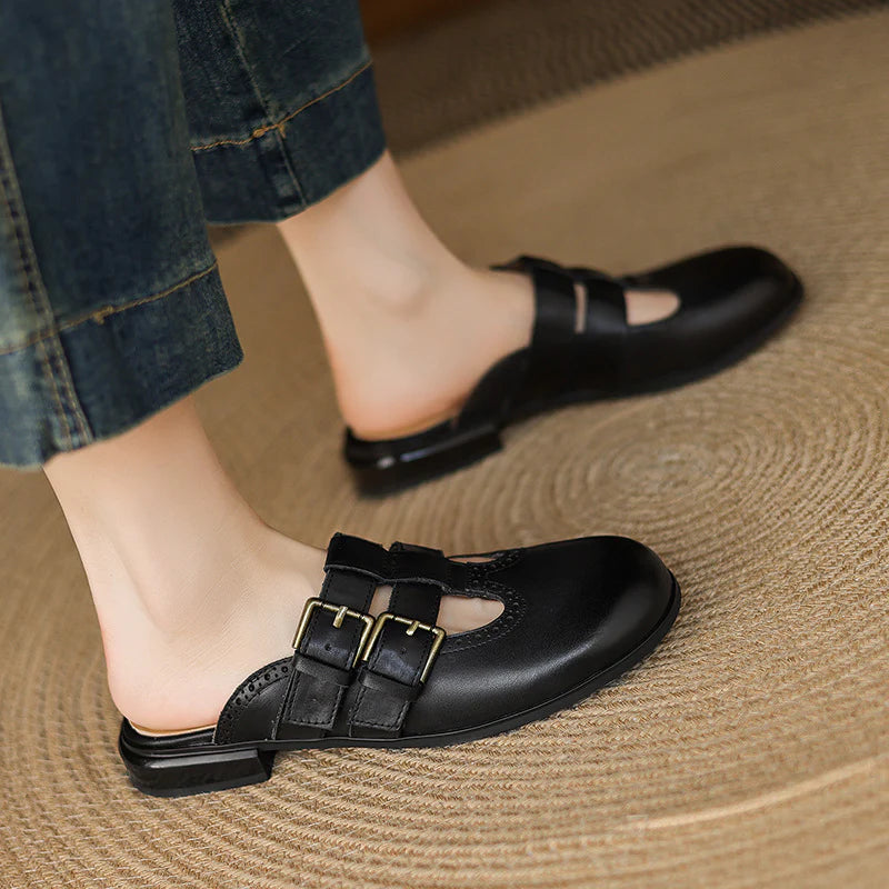 Adria Genuine Leather Mules