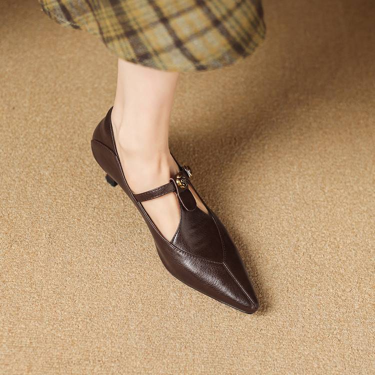 Olia Genuine Leather Kitten Heels