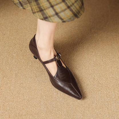 Olia Genuine Leather Kitten Heels