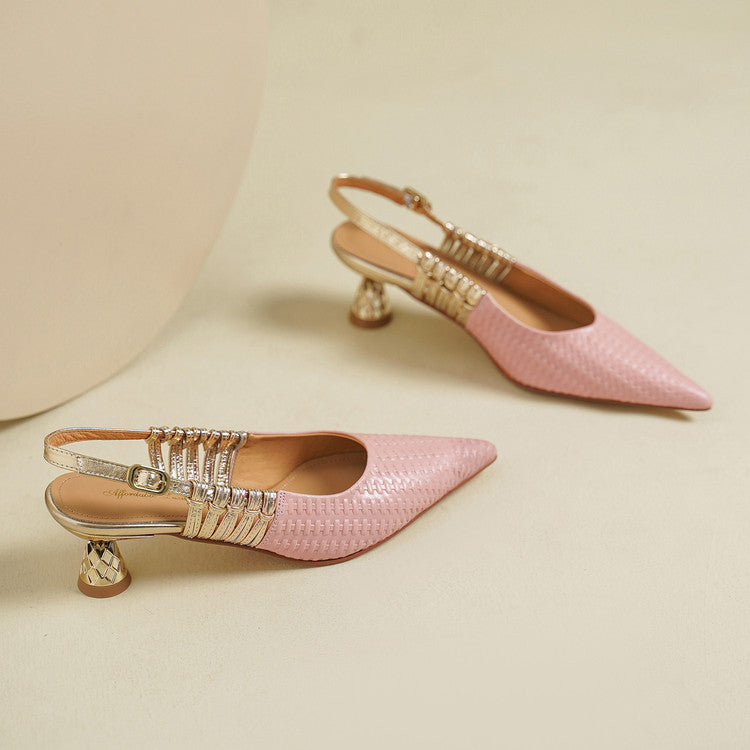Vessa Genuine Leather Slingback Kitten Heels