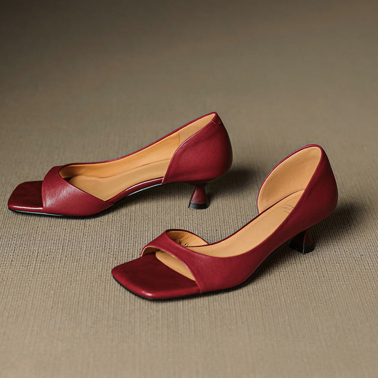Doria Peep Toe Genuine Leather Heels