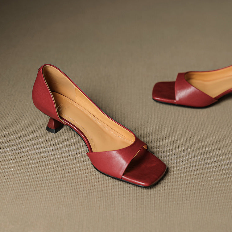 Doria Peep Toe Genuine Leather Heels